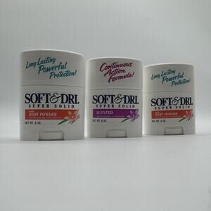 Lot Of 3 Soft & Dri Super Solid Scented/ Baby Powder Deodorant .6 Oz 1992 NOS